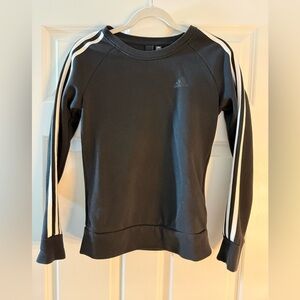 Adidas Womens 3 Stripe Fleece Pullover Crewneck Black XS